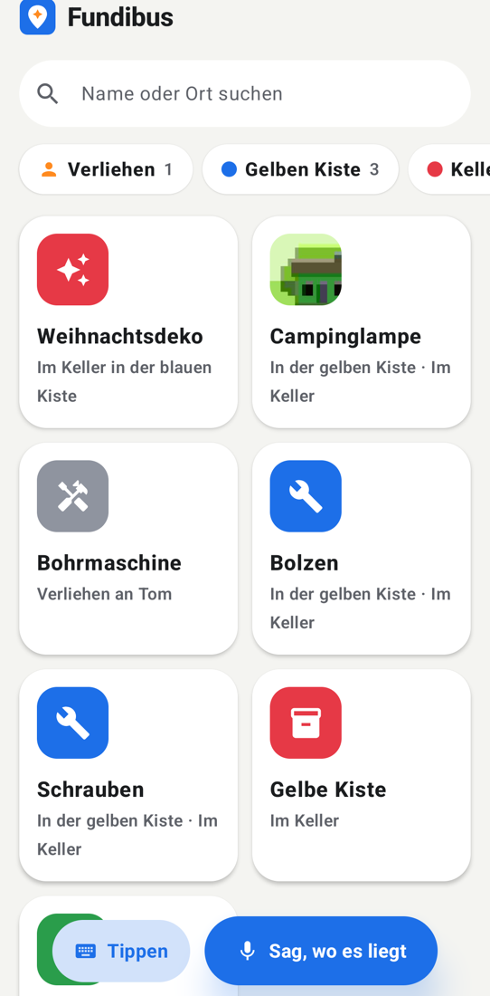 Fundibus auf Android: alle Sachen auf einen Blick